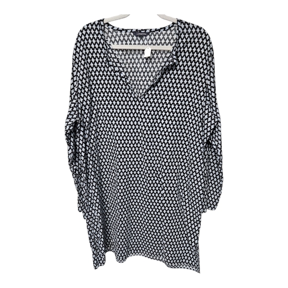 Lands' End Dresses & Skirts - Lands' End Black and White Printed Midi Dress